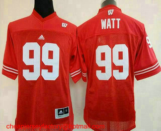 Women's Wisconsin Badgers #99 J.J. Watt Red Stitched College Football NCAA Jersey