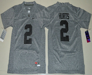 Youth Alabama Crimson Tide #2 Jalen Hurts Gridiron Gray Stitched College Football Nike NCAA Jersey
