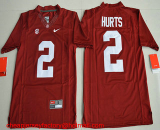Youth Alabama Crimson Tide #2 Jalen Hurts Red Limited Stitched College Football Nike NCAA Jersey