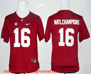Youth Alabama Crimson Tide 2016 Natl Champions Red Stitched NCAA Nike Limited College Football Jersey