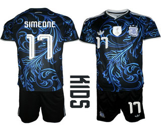 Youth Argentina National Team #17 Giuliano Simeone Black Away 2026 World Cup Soccer Jersey Suit