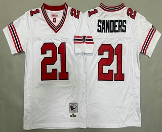 Youth Atlanta Falcons #21 Deion Sanders White Red 1989 Throwback Jersey