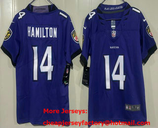 Youth Baltimore Ravens #14 Kyle Hamilton Limited Purple Vapor Jersey