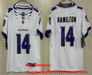 Youth Baltimore Ravens #14 Kyle Hamilton Limited White Vapor Jersey