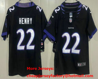 Youth Baltimore Ravens #22 Derrick Henry Limited Black Vapor Jersey