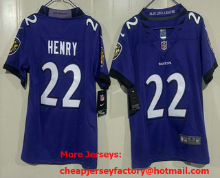 Youth Baltimore Ravens #22 Derrick Henry Limited Purple Vapor Jersey