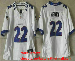 Youth Baltimore Ravens #22 Derrick Henry Limited White FUSE Vapor Jersey