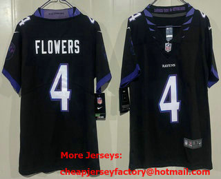 Youth Baltimore Ravens #4 Zay Flowers Limited Black Vapor Jersey