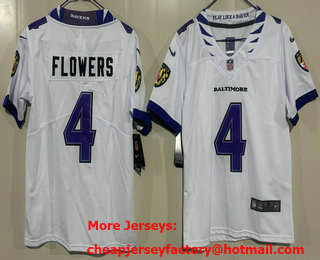 Youth Baltimore Ravens #4 Zay Flowers Limited White Vapor Jersey