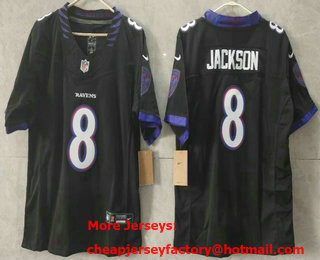 Youth Baltimore Ravens #8 Lamar Jackson Limited Black FUSE Vapor Jersey