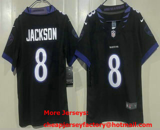 Youth Baltimore Ravens #8 Lamar Jackson Limited Black FUSE Vapor Jersey