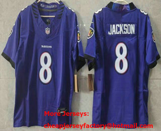 Youth Baltimore Ravens #8 Lamar Jackson Limited Purple FUSE Vapor Jersey