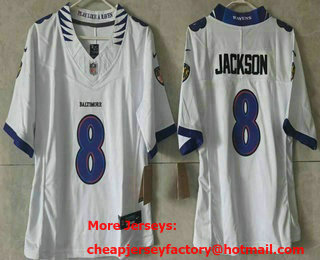 Youth Baltimore Ravens #8 Lamar Jackson Limited White FUSE Vapor Jersey