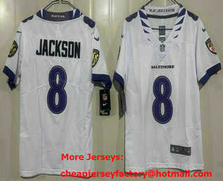 Youth Baltimore Ravens #8 Lamar Jackson Limited White Vapor Jersey