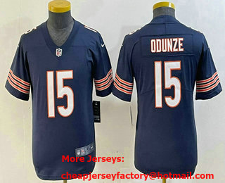 Youth Chicago Bears #15 Rome Odunze Navy Blue Vapor Limited Stitched Jersey
