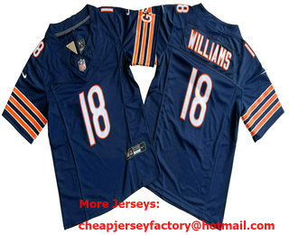 Youth Chicago Bears #18 Caleb Williams Limited Navy FUSE Vapor Jersey