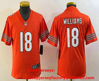 Youth Chicago Bears #18 Caleb Williams Orange Vapor Limited Stitched Jersey