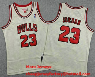 Youth Chicago Bulls #23 Michael Jordan Cream Throwback Swingman Jersey