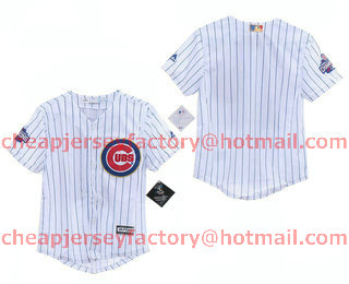 Youth Chicago Cubs Blank White World Series Champions Gold Stitched MLB 2017 Cool Base Jersey