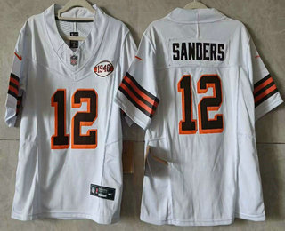 Youth Cleveland Browns #12 Shedeur Sanders Limited FUSE White Alternate Vapor Jersey
