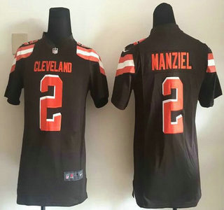 Youth Cleveland Browns #2 Johnny Manziel Brown Team Color 2015 NFL Nike Game Jersey