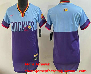 Youth Colorado Rockies Blank Purple Light Blue 2025 City Connect Limited Stitched Jersey