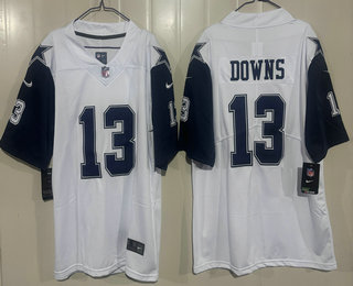 Youth Dallas Cowboys #13 Caleb Downs White Throwback Vapor Jersey