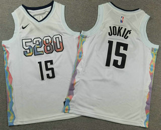 Youth Denver Nuggets #15 Nikola Jokic White 2024 City Swingman Jersey