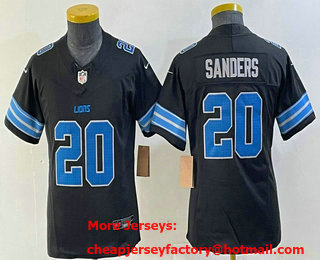 Youth Detroit Lions #20 Barry Sanders Limited Black 2024 FUSE Vapor Jersey