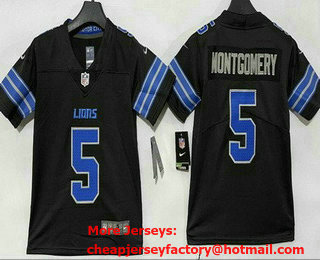 Youth Detroit Lions #5 David Montgomery Limited Black Vapor Jersey
