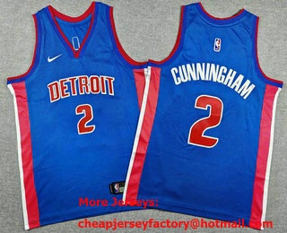 Youth Detroit Pistons #2 Cade Cunningham Blue Icon Swingman Jersey