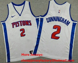 Youth Detroit Pistons #2 Cade Cunningham White Icon Swingman Jersey
