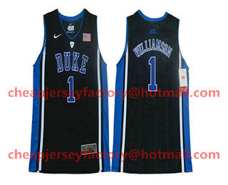 Youth Duke Blue Devils #1 Zion Williamson V Neck Black College Basketball Elite Jersey