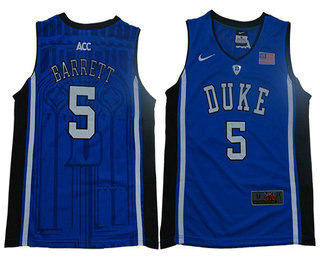 Youth Duke Blue Devils #5 R.J. Barrett V Neck Blue College Basketball Elite Jersey