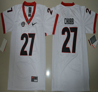 Youth Georgia Bulldogs #27 Nick Chubb White Limited Stitched College Football Nike NCAA Jersey