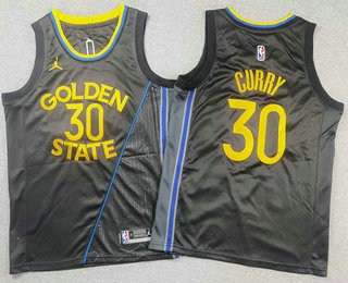 Youth Golden State Warriors #30 Stephen Curry Black 2024 Statement Swingman Jersey