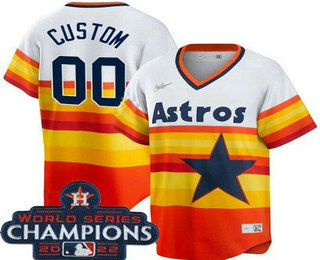 Youth Houston Astros Customized Orange 2022 World Series Champions Cooperstown Cool Base Jersey