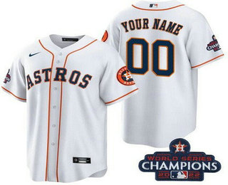 Youth Houston Astros Customized White 2022 World Series Champions Team Logo Cool Base Jersey