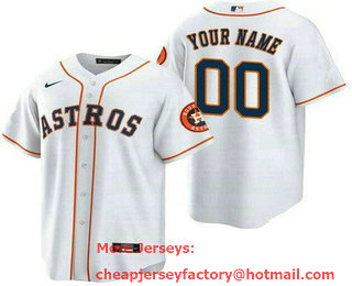 Youth Houston Astros Customized White Team Logo Cool Base Jersey