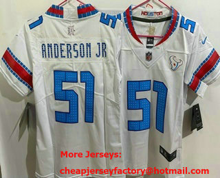 Youth Houston Texans #51 Will Anderson Jr White 2026 Vapor Rivalries Collection Limited Stitched Jersey