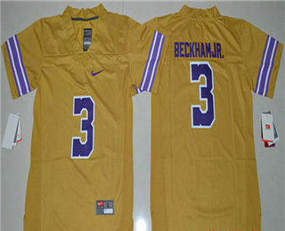 Youth LSU Tigers #3 Odell Beckham Jr. College Football Limited Throwback Legand Jersey - Gold