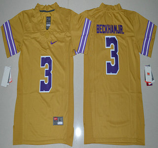 Youth LSU Tigers #3 Odell Beckham Jr. Gridiron Gold Limited Stitched College Football 2016 Nike NCAA Legend Jersey