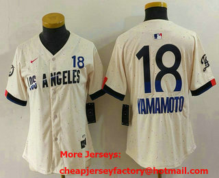 Youth Los Angeles Dodgers #18 Yoshinobu Yamamoto Cream 2024 City Connect Limited Jersey