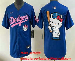 Youth Los Angeles Dodgers Team Big Logo Royal 2025 Hello Kitty Vapor Limited Stitched Jersey
