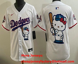 Youth Los Angeles Dodgers White Hello Kitty Big Logo 2025 World Series Champions Limited Jersey