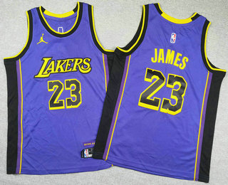 Youth Los Angeles Lakers #23 Lebron James Purple Statement Swingman Jersey