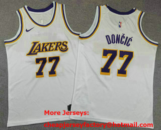 Youth Los Angeles Lakers #77 Luka Doncic White Swingman Jersey