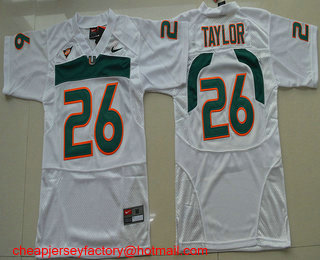 Youth Miami Hurricanes #26 Sean Taylor White Stitched NCAA Nike College Football Jersey