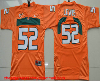 Youth Miami Hurricanes #52 Ray Lewis Orange Stitched NCAA Nike College Football Jersey