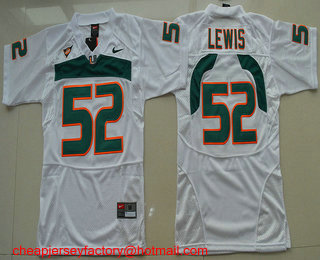 Youth Miami Hurricanes #52 Ray Lewis White Stitched NCAA Nike College Football Jersey